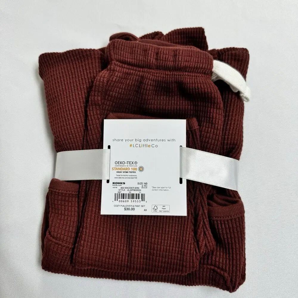 Little Co. by Lauren Conrad Cozy Pullover Hoodie & Pants Set Size Newborn Brown